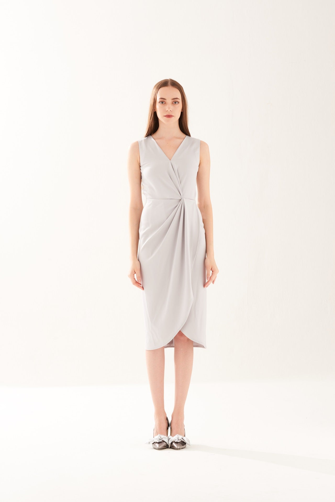 ZS021703DGY : DRAPED DRESS